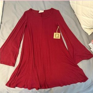 Women's Red Flared Sleeve Top